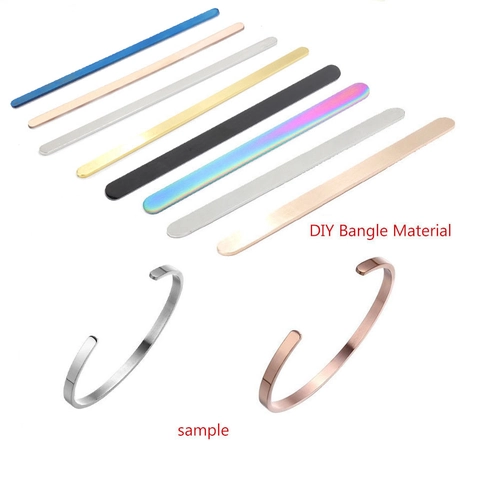 Mirror Polished 304 Stainless Steel Cuff Bangle Bar DIY Jewelry Making Geometric Open C Shape Bracelet Blank For Women