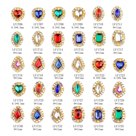 Decoraciones de Arte de Uñas de Aleación de Lujo Corazón Forma Marquesa con Strass Incrustados Joyas de Manicura Oro Plata Metal Amuletos DIY para Mujeres