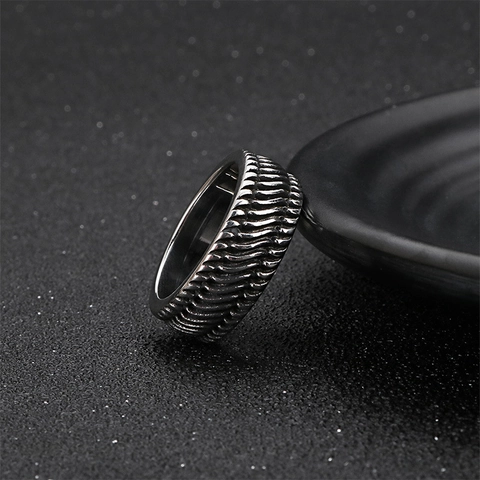 Anillo De Neumático De Coche Acero Inoxidable 316L Retro Industrial Biker Para Hombre Joyería Estilo Punk