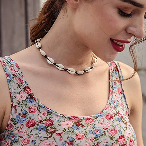 Natural Cowrie Muschel Choker Halskette Handgefertigt Geflochten Verstellbar Boho Strand Sommer Schmuck Für Damen