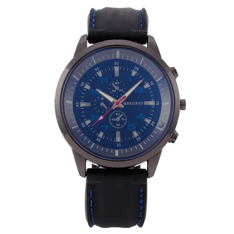 Men Quartz Watch Large Dial Silicone Strap Contrast Stitching Sport Casual Analog Wristwatch Sub Dials Metal Case