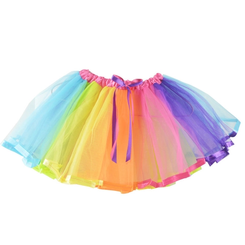 Rainbow Mesh Tutu Skirt And Butterfly Wings Costume Accessory For Girls Dance Performance Halloween Party Fancy Dress Up