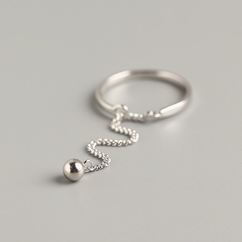 925 Sterling Silber Quaste Kette Ring Mit Runder Perle Anhänger Minimalistischer Koreanischer Ins Stil Schmuck