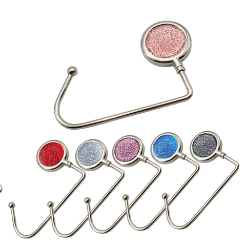 Tragbarer Faltbarer Handtaschenhaken Zinklegierung Strass Glitzer Schreibtischkante Handtaschenhalter