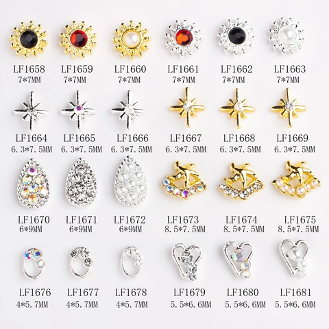 Ciondoli Per Unghie Decorazioni In Lega Metallo Strass Finta Perla Artificial Forme Cuore Stella Croce Accessorio Per Manicure Fai Da Te