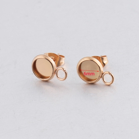 Basi Per Orecchini A Lobo Tondi In Acciaio Inossidabile Con Anello Pendente Oro Rosa Per Creazione Di Gioielli Fai Da Te