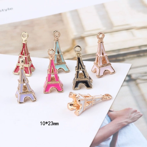 Pendenti Torre Eiffel in Lega Smaltata Per Creazione Gioielli Fai da Te Ciondoli Cavi Stile Coreano Per Bracciali Collane Accessori Donna Ragazza Mini Pendenti