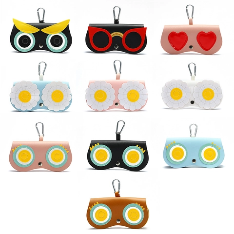 Custodia Occhiali Da Sole Portatile Pelle PU Cartone Animato Animale Cover Protettiva Ciondolo Borsa Moschettone Bottone