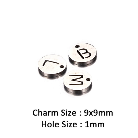 Dijes De Alfabeto De Acero Inoxidable Colgantes De Disco De Inicial Redondo Para Creación De Joyería DIY
