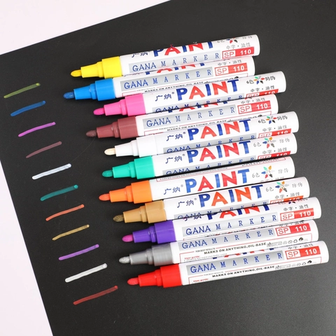 Marqueurs De Peinture À Base D'huile Imperméables Permanents À Séchage Rapide Multicolores Or Argent Métallique Pour Bricolage Art Roche Verre Métal