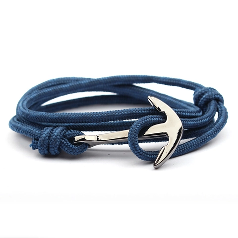 Bracciale Ancora Nautica Ciondolo In Lega Avvolgimento Multiplo Corda In Nylon Moda Stile Navigazione Gioielli Per Uomo E Donna