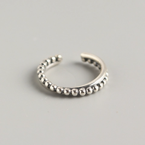 Perlen Kreuzlinie Ring 925 Sterlingsilber Verstellbar Offen Vintage Thai Silber Stil Schmuck Für Damen