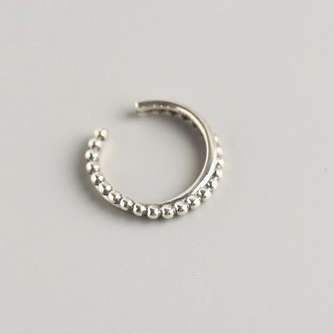 Perlen Kreuzlinie Ring 925 Sterlingsilber Verstellbar Offen Vintage Thai Silber Stil Schmuck Für Damen
