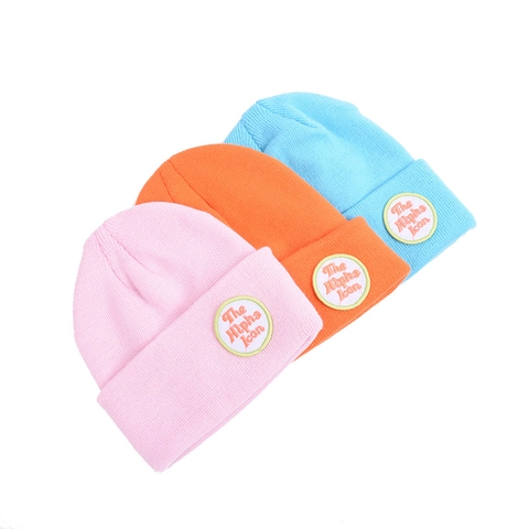 Kids Knit Beanie Hat Soft Warm Woolen Solid Color Cute Patch Decor Casual Autumn Winter For Boys And Girls