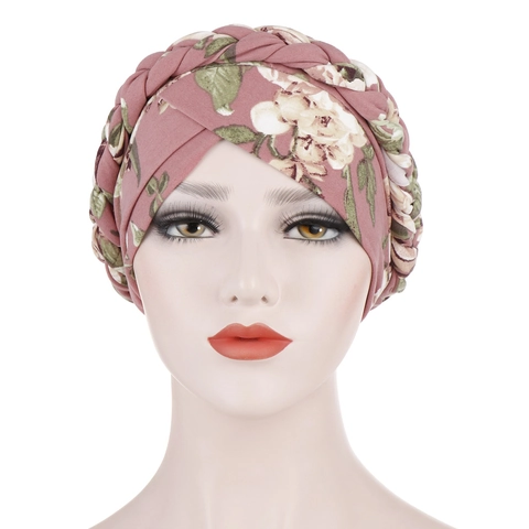Bonnet Turban en Polyester Imprimé pour Femmes Avec Bordure Tressée Motif Floral Léopard Zèbre Bandeau de Tête pour Quotidien