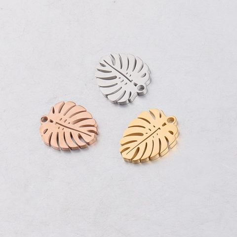 Dijes Hoja Monstera Acero Inoxidable Pulido Espejo Planta Estilo Tropical DIY Fabricación De Joyas Colgantes Calado