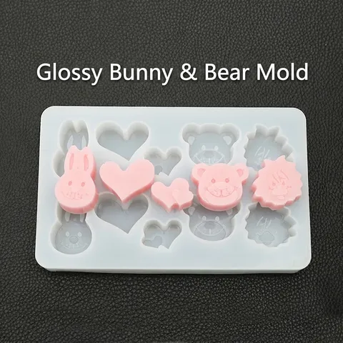 Mirror Surface Silicone Mold DIY Rabbit Bear Cartoon Shape Resin Casting Tray For Handmade Pendants Crafts