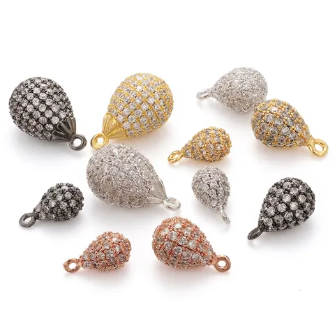 Colgantes Gota Agua Circonita Cúbica Micro Pavé Latón Accesorios Fabricación Joyas DIY