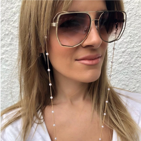 Catenella Per Occhiali Elegante Metallo Künstliche Perle Sintetiche Cordino Anti-smarrimento Moda Cordino Da Collo Per Donna Accessorio