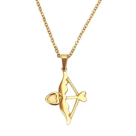 Collar Con Colgante De Arco De Corazón De Flecha De Cupido Acero Inoxidable Chapado En Oro Joyería Romántica Mujeres