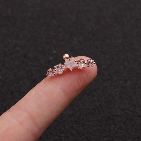 Orecchini A Lobo Con Stelle In Zirconia Curvi Con Perno In Acciaio Inossidabile Gioielli Per Piercing Per Donne