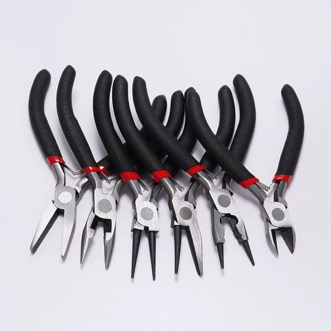 Jewelry Pliers DIY Handmade Tool Mini Needle Round Bent Nose Diagonal Wire Cutters Carbon Steel Non Slip Handle