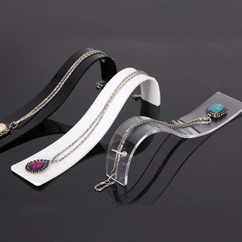 Necklace Display Stand Acrylic S-Shape Jewelry Organizer Holder For Bracelets Pendants Countertop Elegant Showroom