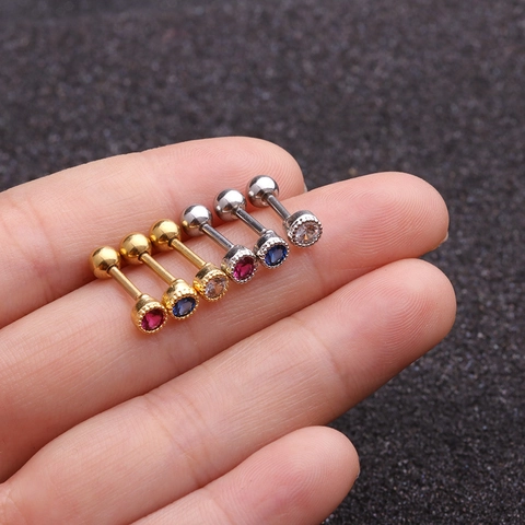 Clous D'oreille Cartilage En Zircon Rond Acier Inoxydable Fermoir À Vis Bijoux De Piercing Accessoires De Mode Minimalistes