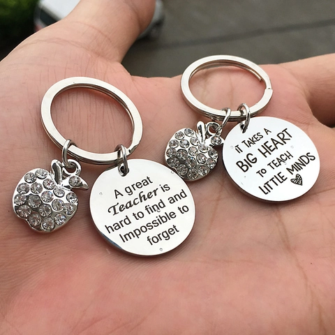 Edelstahl Lehrer Wertschätzung Schlüsselanhänger Mit Strass Apfel Anhänger Herz Gravur Anhänger Abschluss Geschenk Für Lehrer Damen