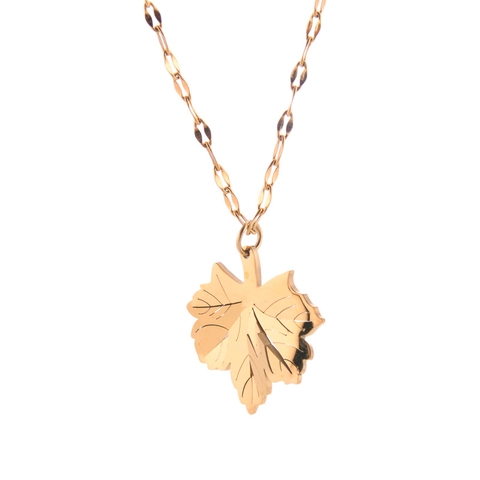 Collana Con Pendente Foglia Di Acero Acciaio Al Titanio Placcato Oro Rosa Catena Minimalista Gioielli Moda Donna