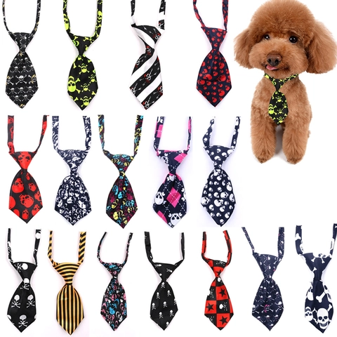 Cravatta Per Animali Domestici Halloween Stampa Teschio Poliestere Regolabile Per Piccoli Cani Gatti Accessori Festa Gotica