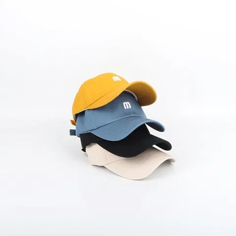 Katoenen Baseballpet M Letter Borduurwerk Gebogen Rand Verstelbaar Zonbescherming Outdoor Casual Voor Heren Dames