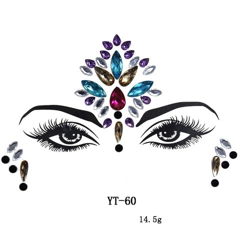 Festival Party Face Gems Rhinestone Stickers Crystal Body Art Temporary Tattoo Makeup Face Jewel Sticker For Women