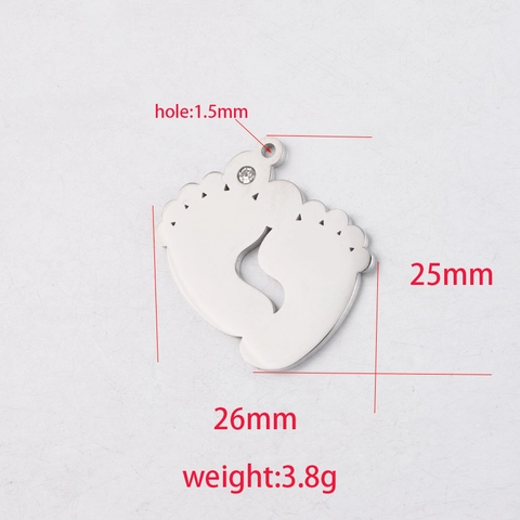 Colgantes De Huellas De Bebé Acero Inoxidable 304 Estrás Pulido Espejo Dijes Para Fabricación De Joyas DIY Accesorios Hechos A Mano