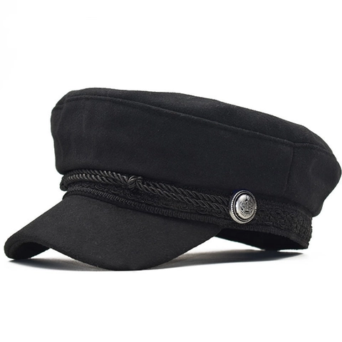 Berretto Newsboy In Misto Lana Stile Marina Parte Superiore Piatta Retrò Cappello Baker Boy Per Donna Con Corda Intrecciata