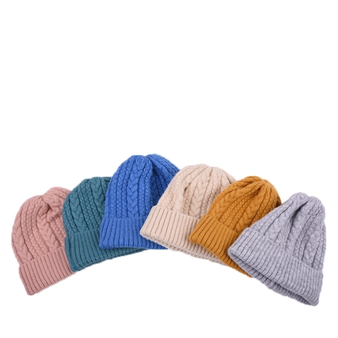 Gorro De Punto Trenzado Suave Cálido Invierno Dobladillo Acanalado Color Sólido Para Hombres Y Mujeres