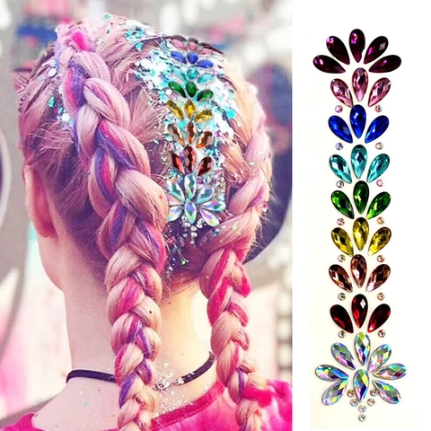 Face Crystal Stickers Hair Rhinestone Body Art Self Adhesive Resin Diamonds For Music Festival Party Makeup Accessory