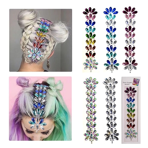 Face Crystal Stickers Hair Rhinestone Body Art Self Adhesive Resin Diamonds For Music Festival Party Makeup Accessory