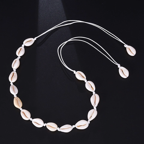 Handgefertigte Halskette Mit Natürlichen Muscheln Für Damen Bohemian Strandstil Verstellbares Gewebtes Seil Ethno Schmuck