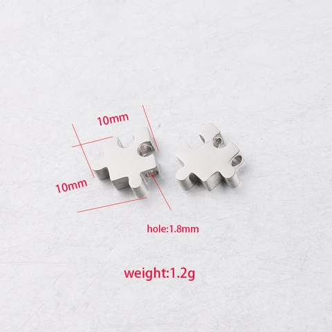 Puzzle-Stück Anhänger Spiegelpolierter 304 Edelstahl DIY Schmuckzubehör Perle Mit Kleinem Loch Charm Für Armband Halskette