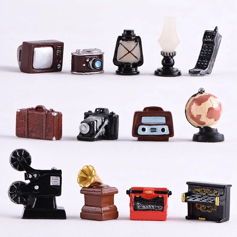 Miniatur Vintage Kamera Grammophon Radio Harz Modelle Retro Nostalgische Home Office Schreibtisch Deko Akzente Foto Requisiten