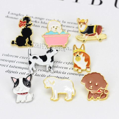 Süßer Cartoon Tier Hund Serie Emaille Pin Brosche Für Rucksack Kleidung Zubehör Zinklegierung Abzeichen Schmuck Geschenk Für Damen Kinder