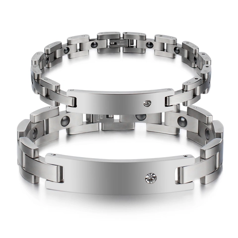 Bracciale Per Terapia Magnetica In Acciaio Inossidabile Con Strass Gioielli Di Moda Per Coppie