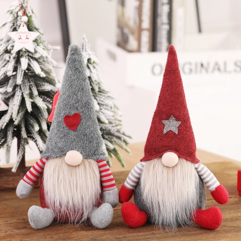 Gnomes De Noël En Peluche Poupées Sans Visage Décoration De Table Avec Accents De Coeur Et Étoile Pour Décor De Fête