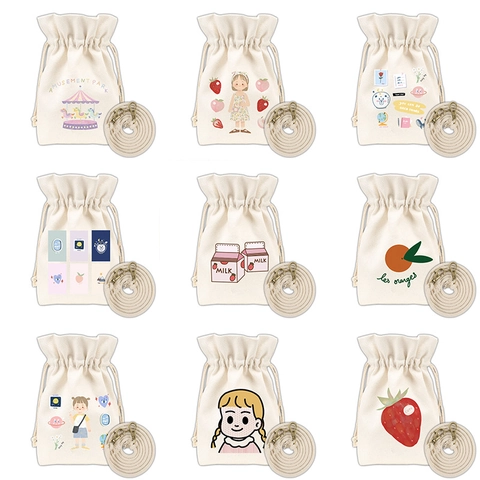 Small Canvas Drawstring Bucket Bag Shoulder Crossbody Purse Illustration Print Cute Cartoon Casual Style For Women Girls