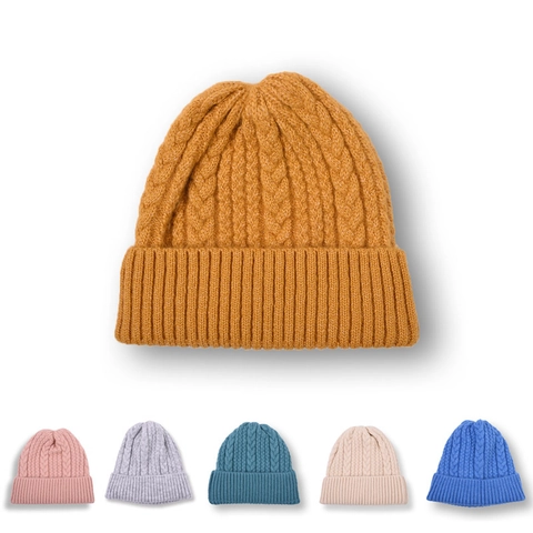 Gorro De Punto Trenzado Suave Cálido Invierno Dobladillo Acanalado Color Sólido Para Hombres Y Mujeres