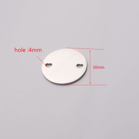 Colgante De Disco De Acero Inoxidable Con Agujeros De Corazón Para Creación De Joyas DIY Pulido