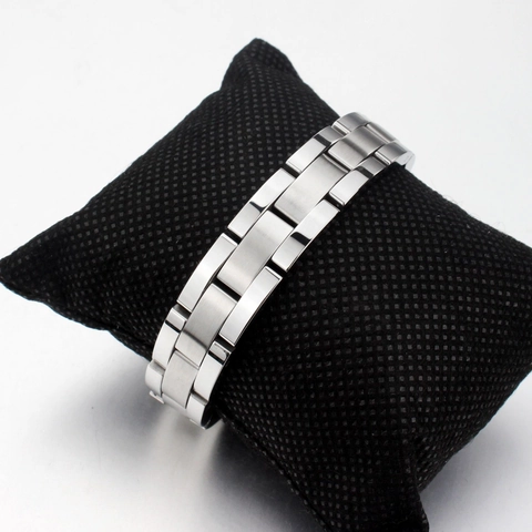 Men Magnetic Therapy Bracelet Titanium Steel Polished Geometric Link Chain Health Jewelry Gift