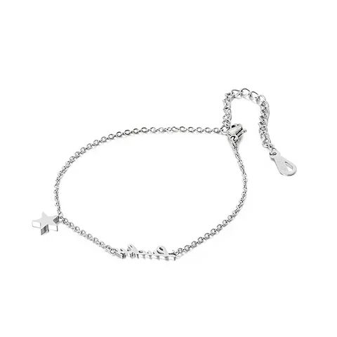 Bracciale In Acciaio Al Titanio Con Ciondolo A Stella E Lettera Lucky Placcato Oro 18K Catena Regolabile Moda Coreana Donna