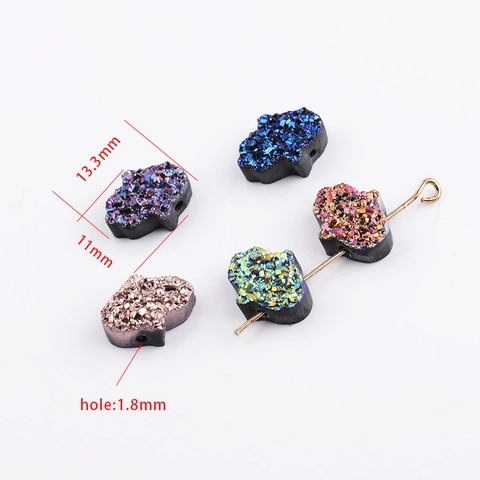 Hamsa Hand Druzy Perlen Harz Fatima Hand Kleine Loch Spacer Für DIY Schmuckherstellung Armband Halskette